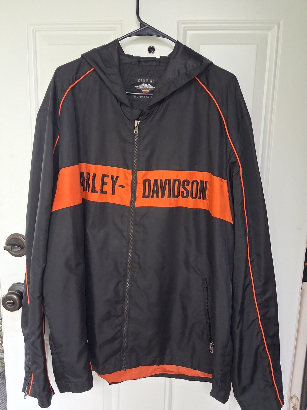 Harley-Davidson Black and Orange Lightweight Hooded Jacket